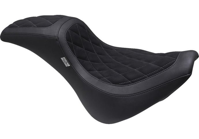 Mustang 76321GM Kodlin Signature Series Fastback Seat - Vinyl/Alcantara - Diamond Stitch with Gun Metal Thread