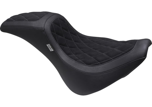 Mustang 76321GM Kodlin Signature Series Fastback Seat - Vinyl/Alcantara - Diamond Stitch with Gun Metal Thread