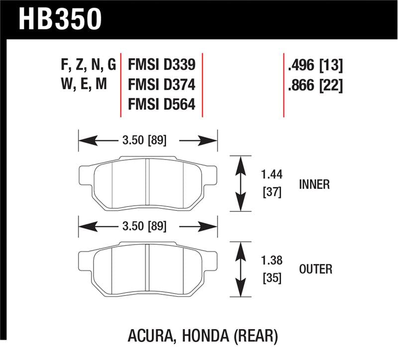 Load image into Gallery viewer, Hawk Performance HB350N.496 HAWK HP+ Brake Pad Sets
