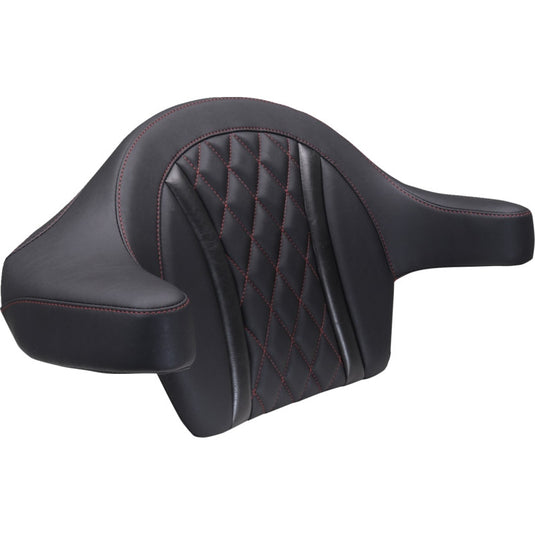 Mustang 88430DC Deluxe Extended Passenger Arm Backrest - Black/Dark Cherry Diamond Stitching
