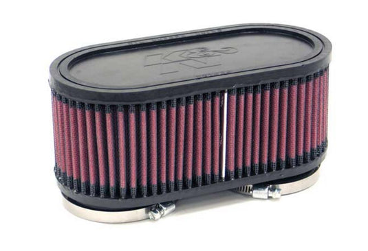 K&N Engineering RU-2970 Clamp-On Custom Dual Flange Oval Air Filter - Rubber End Cap