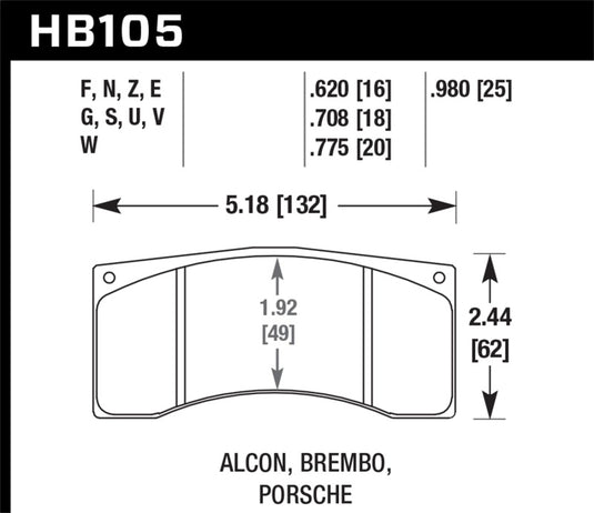 Hawk Performance HB105G.620 HAWK DTC-60 Brake Pad Sets