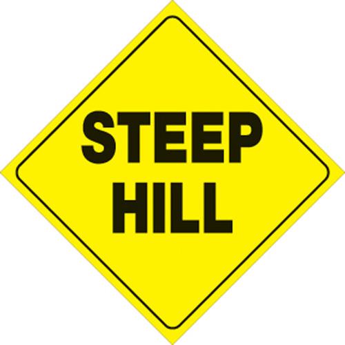 Voss 431 SH YR 12x12in. Trail Sign - Steep Hill (Yellow/Black)