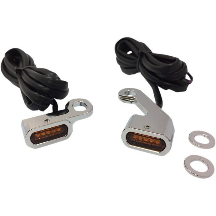 Drag Specialties 2040-2140 LED Handlebar Marker Lights - Chrome/Amber Lens