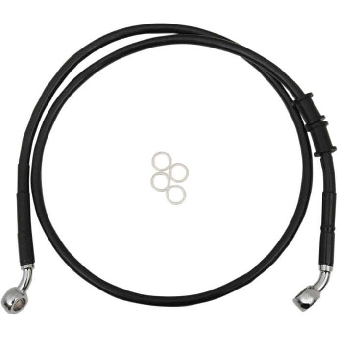 Drag Specialties 1741-5411 Extended Length Stainless Steel Front Brake Line Kit - +12in. - Black Vinyl