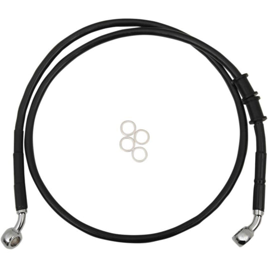 Drag Specialties 1741-5407 Extended Length Stainless Steel Front Brake Line Kit - +8in. - Black Vinyl