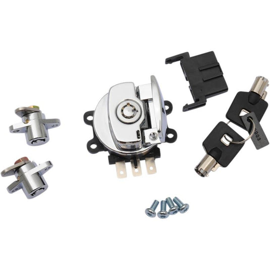 Drag Specialties 2106-0407 Side Hinge Ignition Switch and Saddlebag Lock Kit - Chrome