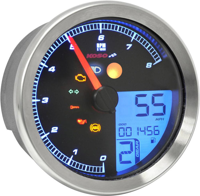 Koso North America BA051300 TNT-B Multi-Function Gauge - Silver Bezel