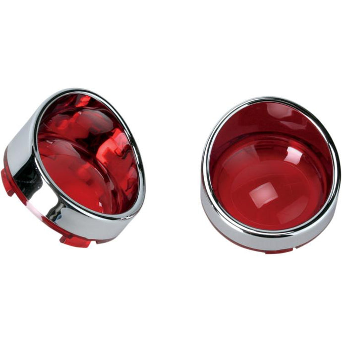Drag Specialties 2020-0398 Visor style Bezel and Lens for Deuce style Turn Signals - Red