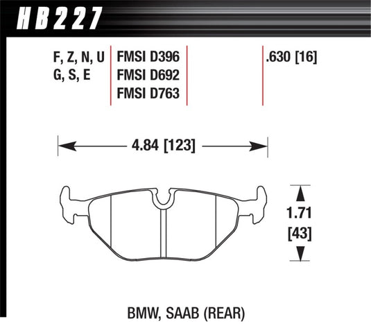 Hawk Performance HB227B.630 HAWK HPS 5.0 Brake Pad Sets
