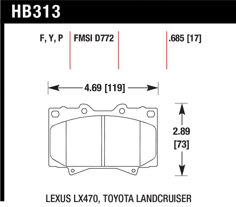 Load image into Gallery viewer, Hawk Performance HB313Y.685 HAWK LTS Brake Pads
