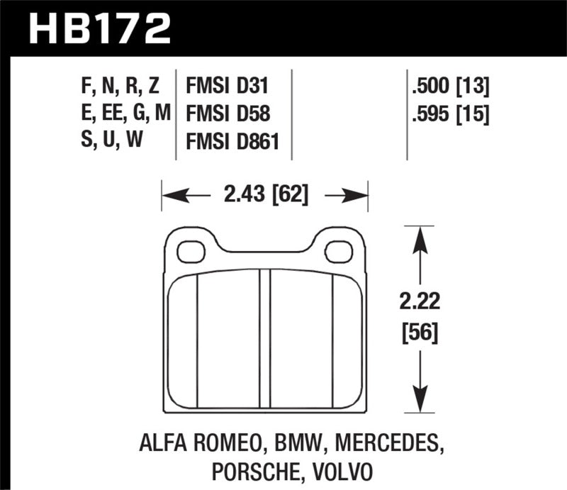Load image into Gallery viewer, Hawk Performance HB172F.595 HAWK HPS Brake Pad Sets
