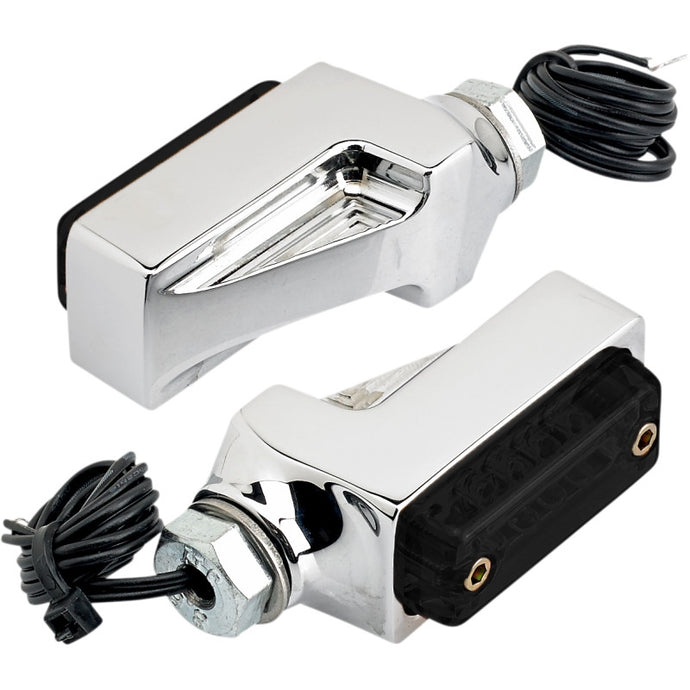 Joker Machine 05-311-3A Rectangle Smoked Led Turn Signal - Chrome/Amber LEDs