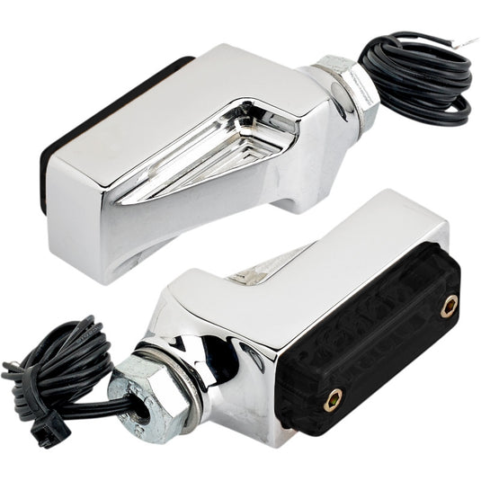 Joker Machine 05-311-3A Rectangle Smoked Led Turn Signal - Chrome/Amber LEDs