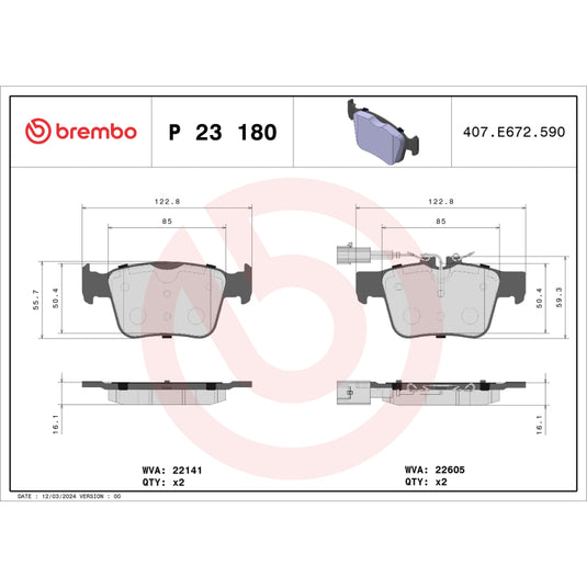 Brembo Oe P23180 BRE Low Metallic Pads
