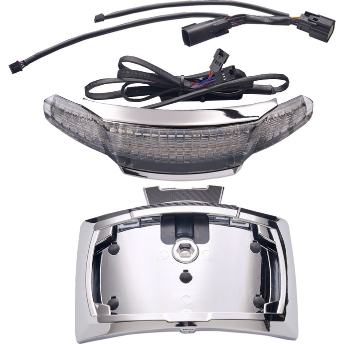 Ciro 40353 Latitude Lightstrike Taillight with License Plate Mount - Chrome with Light Smoke Lens