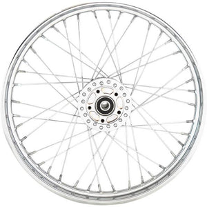 Drag Specialties 0203-0628 Laced 40 Spoke Front Wheel - 21x2.15 - Chrome (Single Disc)