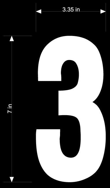 Dirt Digits XT73W-3 Extreme Digits Competition Stick-On 7in. White Number - 3