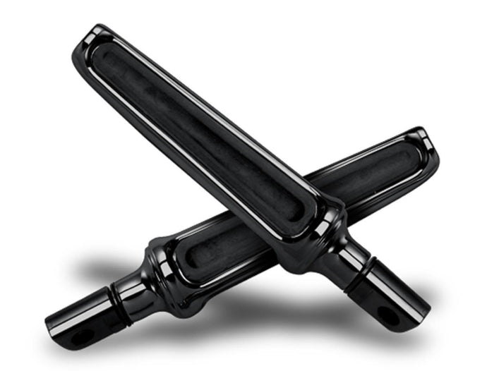 Performance Machine 0035-0065-B Contour Male Mount Footpegs - Rubber Insert - Black