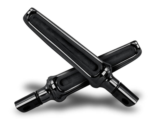 Performance Machine 0035-0065-B Contour Male Mount Footpegs - Rubber Insert - Black