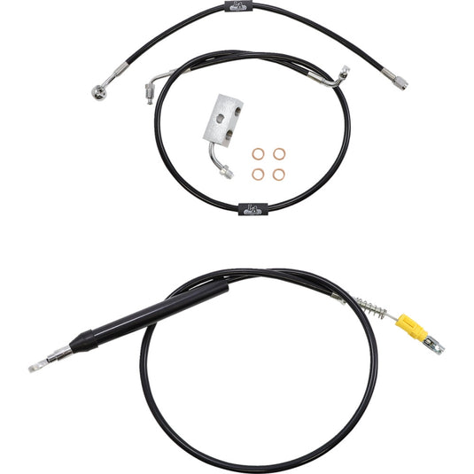 La Choppers LA-8155KT-16B Cable/Brake Line Kit - 15-17in. Ape Hangers - Black Vinyl