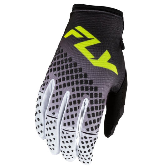 Fly Racing Kinetic Fade Gloves (Medium, Black/White/Hi-Vis)