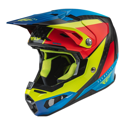 Fly Racing Visor for Formula Helmets - XL/2XL - Prime Hi-Vis/Blue/Red