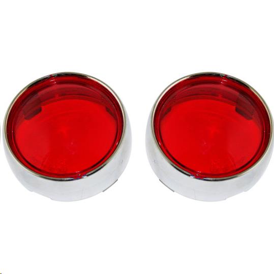 Custom Dynamics PB-B-BEZ-CR Probeam Bullet Bezel Turn Signal Adapters - Chrome/Red Lens