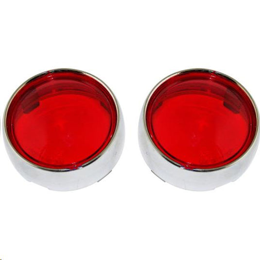 Custom Dynamics PB-B-BEZ-CR Probeam Bullet Bezel Turn Signal Adapters - Chrome/Red Lens
