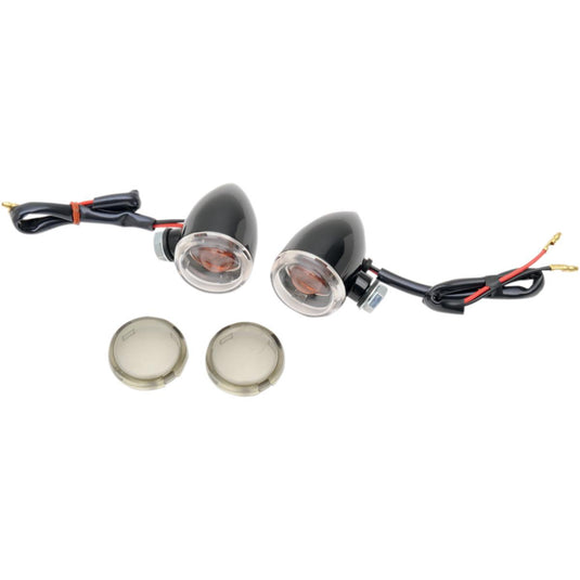 Drag Specialties 2040-1042 Mini Deuce Marker Lights with Bolt Mount - Gloss Black Housing - Clear/Smoke Lens