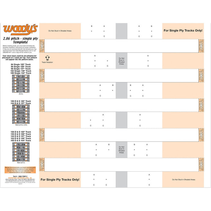 Woodys 286S-TEMP-2 Studding Template 2.86 Pitch
