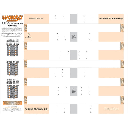Woodys 286S-TEMP-2 Studding Template 2.86 Pitch