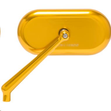 Arlen Ness 13-175 Forged Oval Short Stem Billet Mirror - Left - Gold Anodized