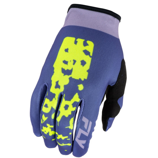 Fly Racing Lite Flake Girls Youth Gloves (Large, Lavendar/Blue/Yellow)