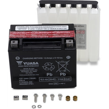 Yuasa YUAM620BH-PW High Performance Maintenance Free Battery - YTX20HL-BS-PW