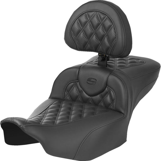 Saddlemen 823-07-207C0 Extended Reach Heated Road Sofa Seat with Drivers Backrests