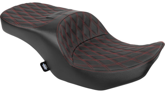 Drag Specialties 0801-2170 Freedom 2-up Seat - Double Diamond - Red Thread (Black)