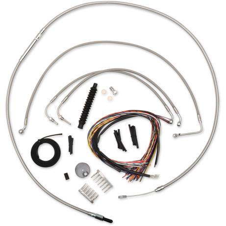 LA Choppers LA-8011KT2B-13 Complete Handlebar Cable/Brake & Clutch Line/Wire Kit - Stainless Braided