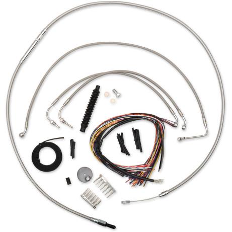 La Choppers LA-8011KT2B-16 Complete Handlebar Cable/Brake & Clutch Line/Wire Kit - Stainless Braided