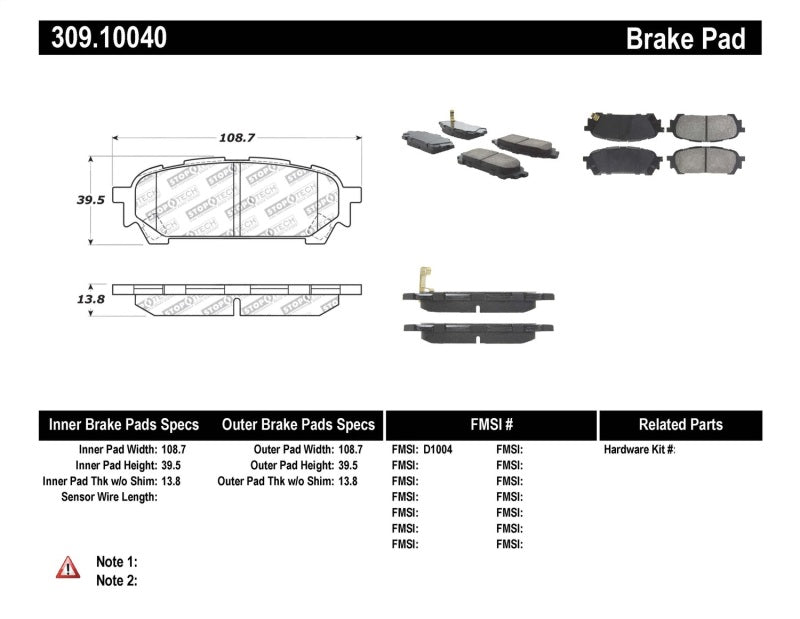 Load image into Gallery viewer, Stoptech 309.10040 ST Sport Brake Pads

