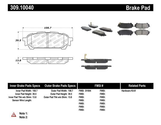 Stoptech 309.10040 ST Sport Brake Pads