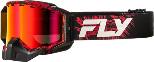 Fly Racing Zone Snow Goggles (One Size Fits Most, Red/Black / Red Mirror/Amber Lens)