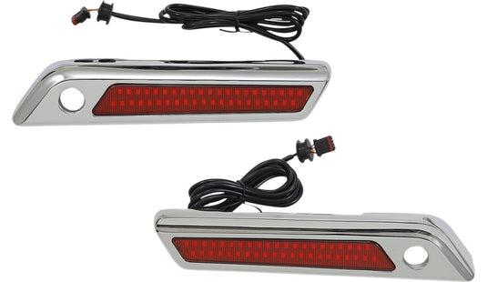 Custom Dynamics CD-SBL-DC4-RC Saddlebag Hinge Covers with Dual-Colored LED Light - Red/Chrome