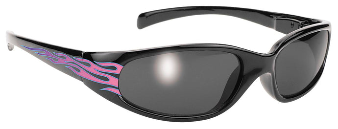 Pacific Coast Sunglasses Biker Chix Sunglasses - Heavenly Flames - Black Frames/Smoke Lens