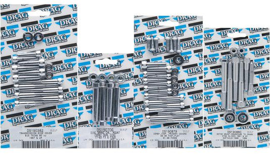 Drag Specialties DS-190740 Socket-Head Transmission Top Cover Bolt Set - Knurled Style - Chrome
