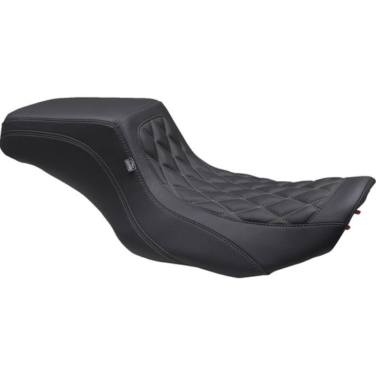 Mustang 88416GM Squareback One-Piece Seat - Double Diamond - Black/Gunmetal Gray Stitching
