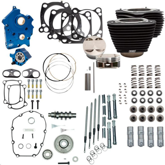 S&S Cycle 310-1106A 128in. Power Package for M8 - Gear Cam - Oil Cooled - Wrinkle Black w/ Non-Highlighted Fins