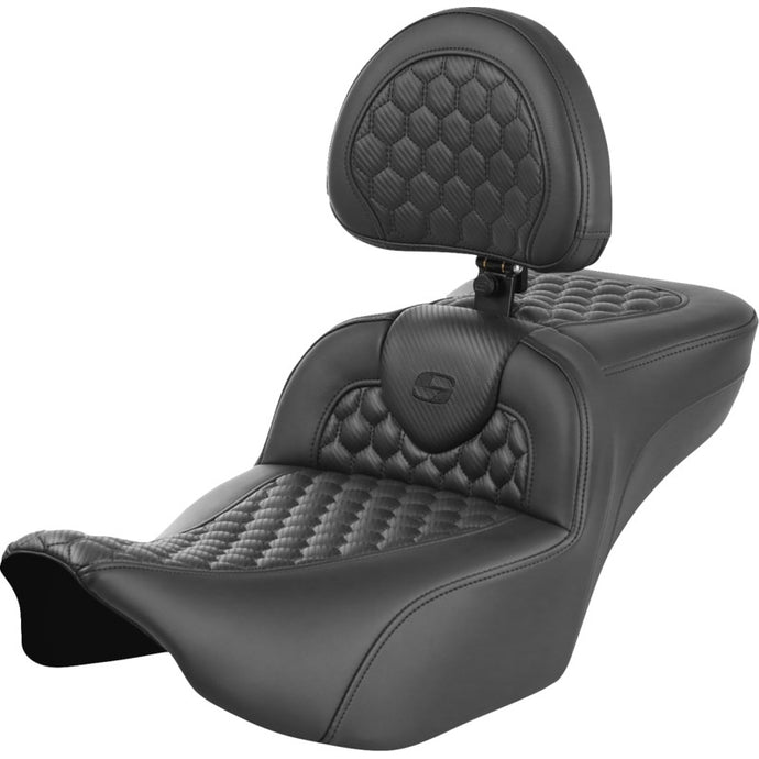 Saddlemen 823-07-190B0 Extended Reach Roadsofa HC Seat with Drivers Backrest - Black Stitching