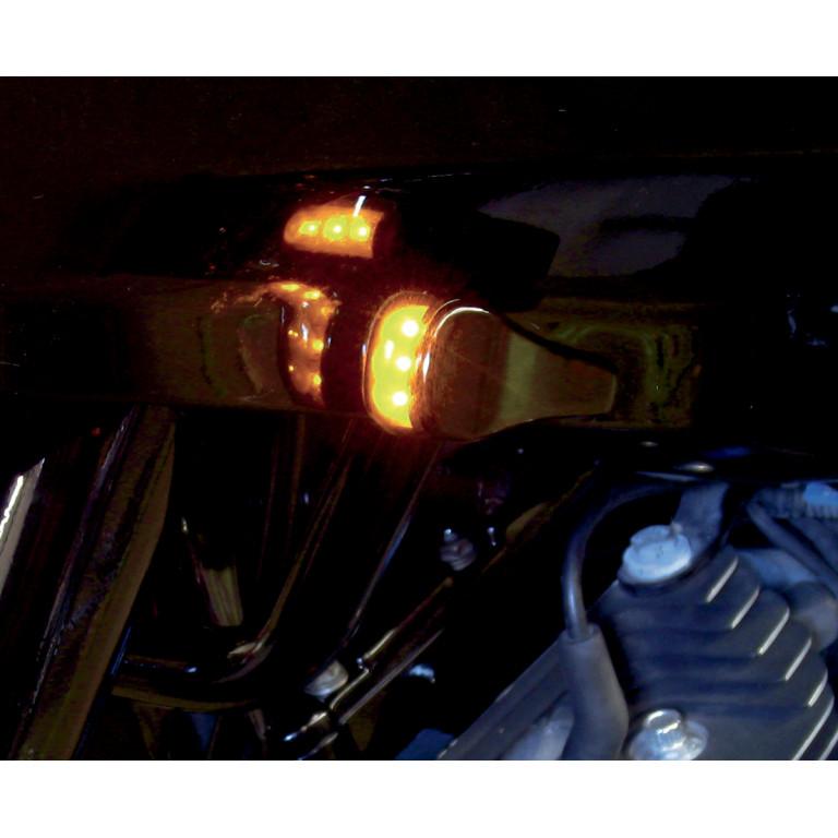 Alloy Art RGFS1-2 LED Front Signal Lights with Smoked lens/Amber LEDs - Black anodized (smooth)