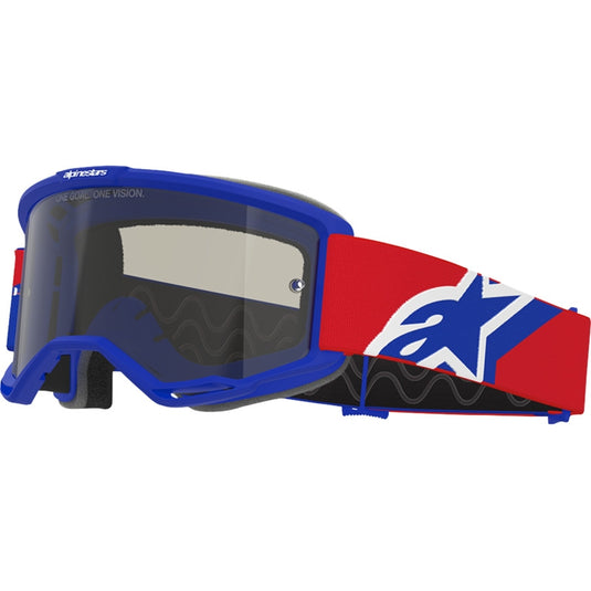 Alpinestars Vision 5 Corp Goggles (One Size Fits Most, Blue/Red/White / Dark Smoke Lens)